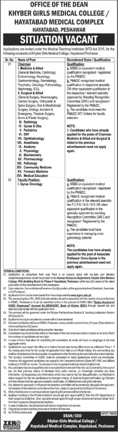 Hayatabad Medical Complex HMC Peshawar Jobs 2026